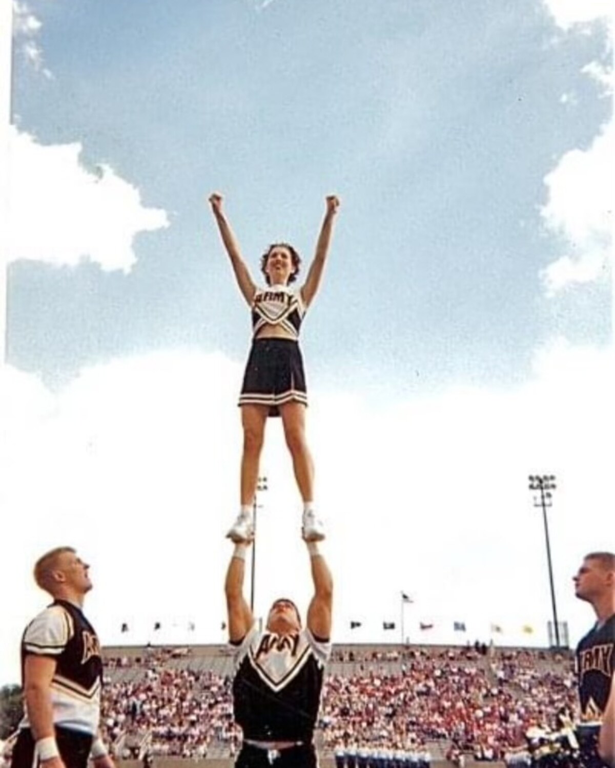 Danielle and Rick Alvarez, Army cheer squad, Michie Stadium